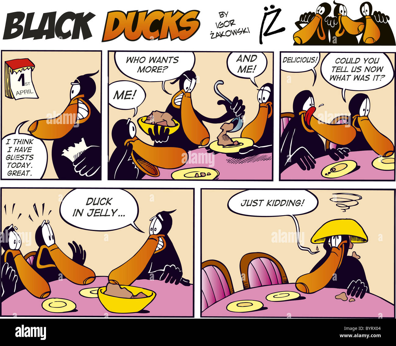 Black Ducks Comic Strip episode 15 Stock Photo