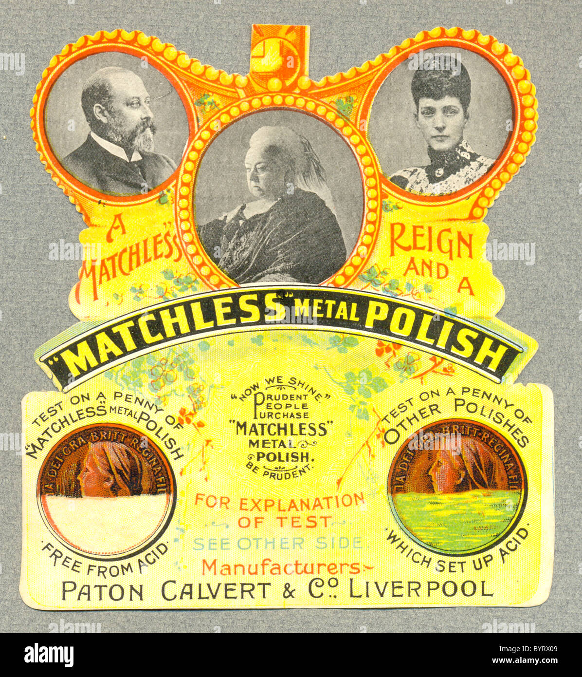 Advertisement for "Matchless" metal polish celebrating Queen Victoria's