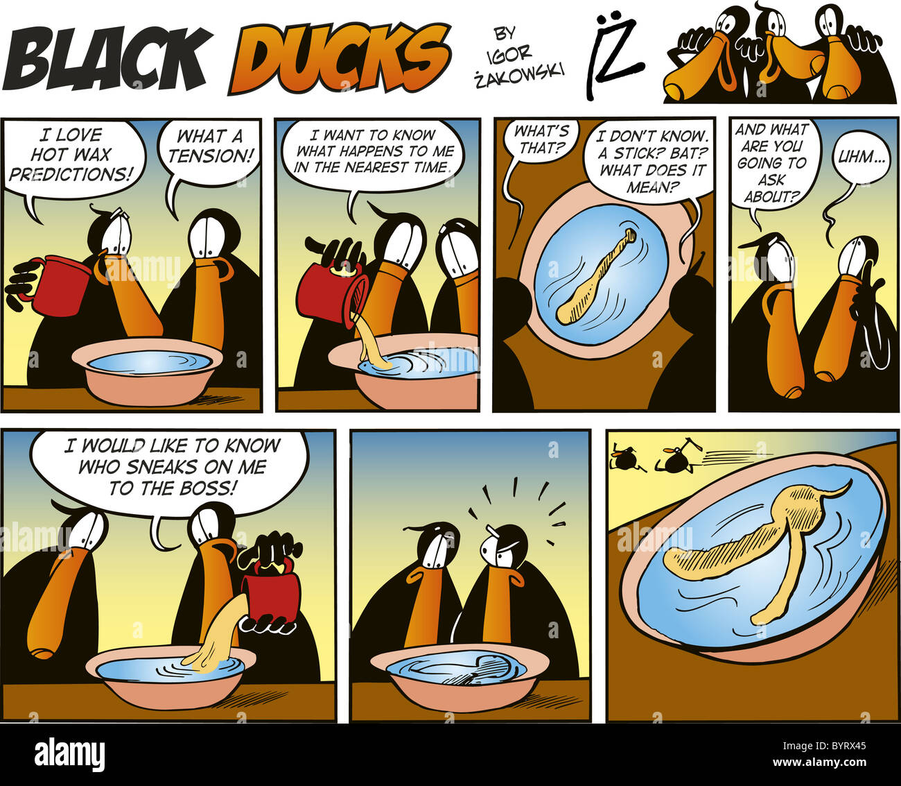 Black Ducks Comic Strip episode 20 Stock Photo