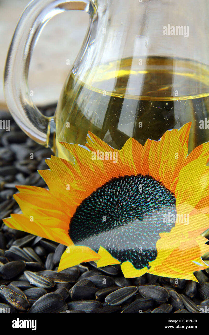 vegetable oil from sunflower seeds in a jar Stock Photo Alamy