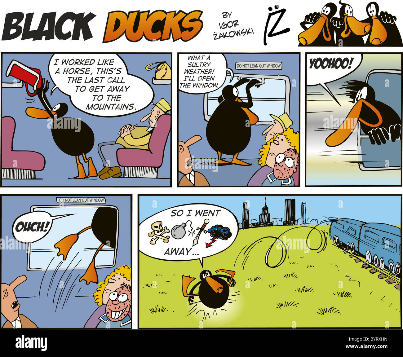 Black Ducks Comic Strip episode 30 Stock Photo