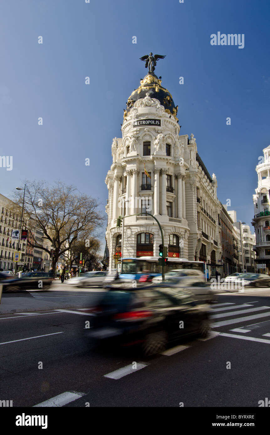 The Metropolis Building or Edificio Metrópolis building in Madrid, Spain, Stock Photo