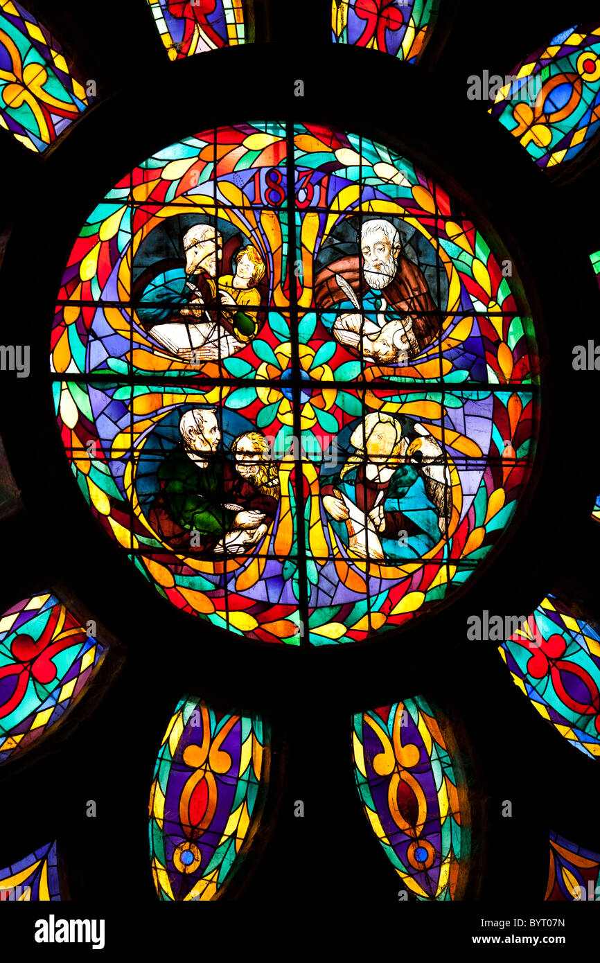 Detail of a Gothic rose window, Santa Maria de la Sede Cathedral, Seville, Spain Stock Photo