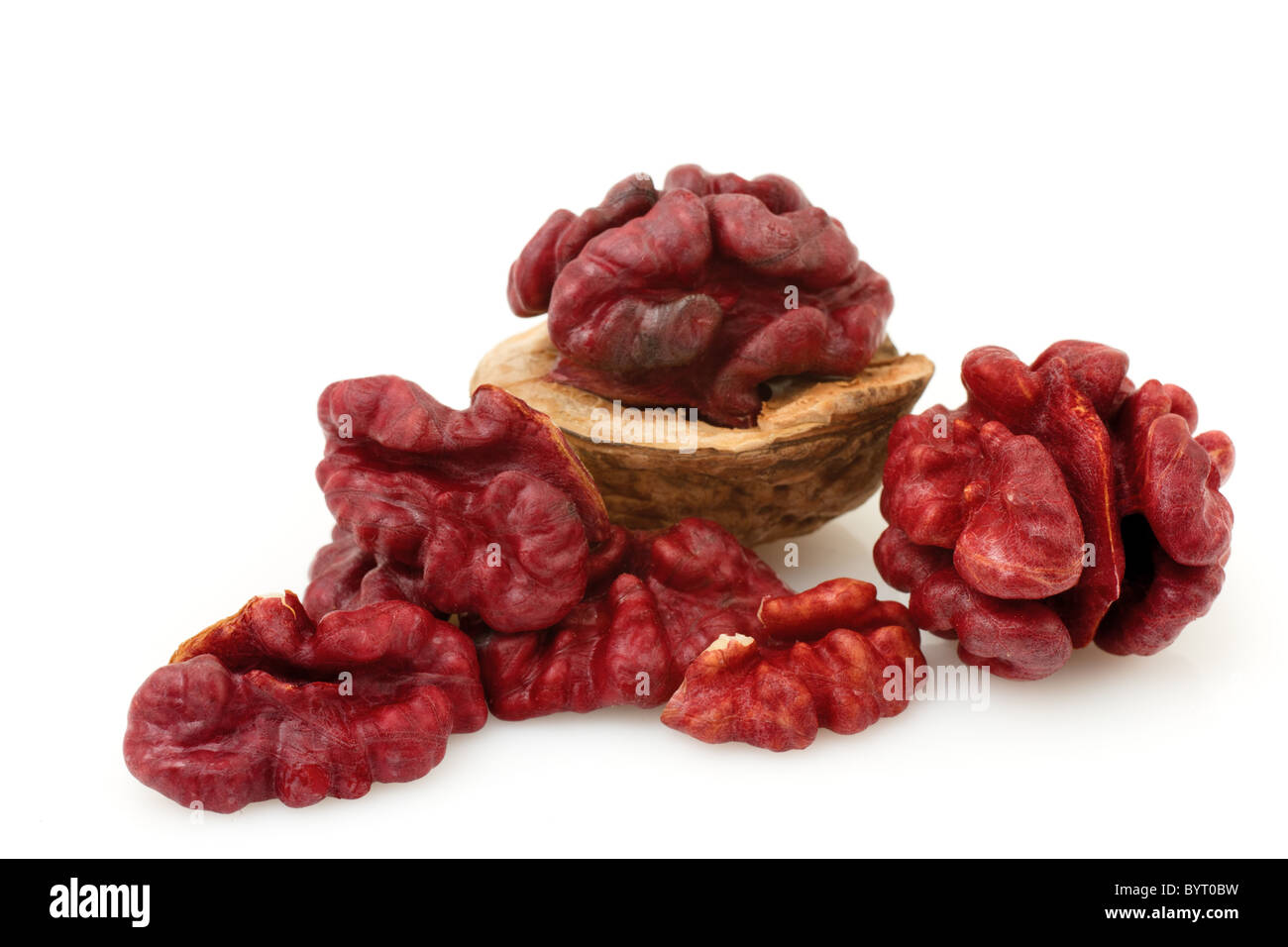 Red Walnut on a white background Stock Photo Alamy