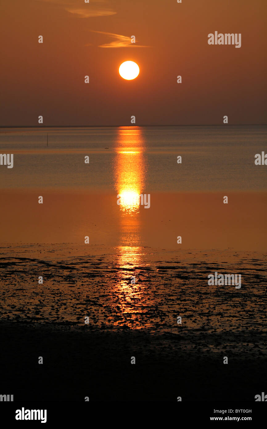 Sunset at the Wadden Sea Stock Photo