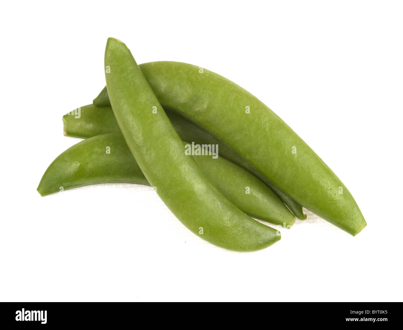 Fresh Ripe Uncooked Raw Garden Green Peas In Pods With No People Against A White Background With A Clipping Path Stock Photo
