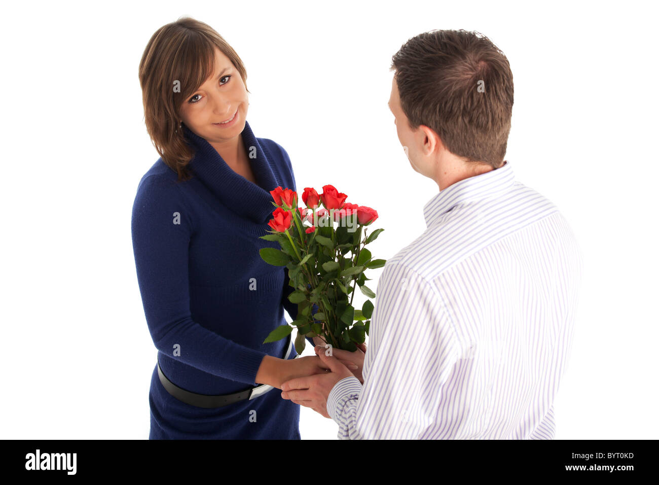 Man giving woman roses Cut Out Stock Images & Pictures Alamy