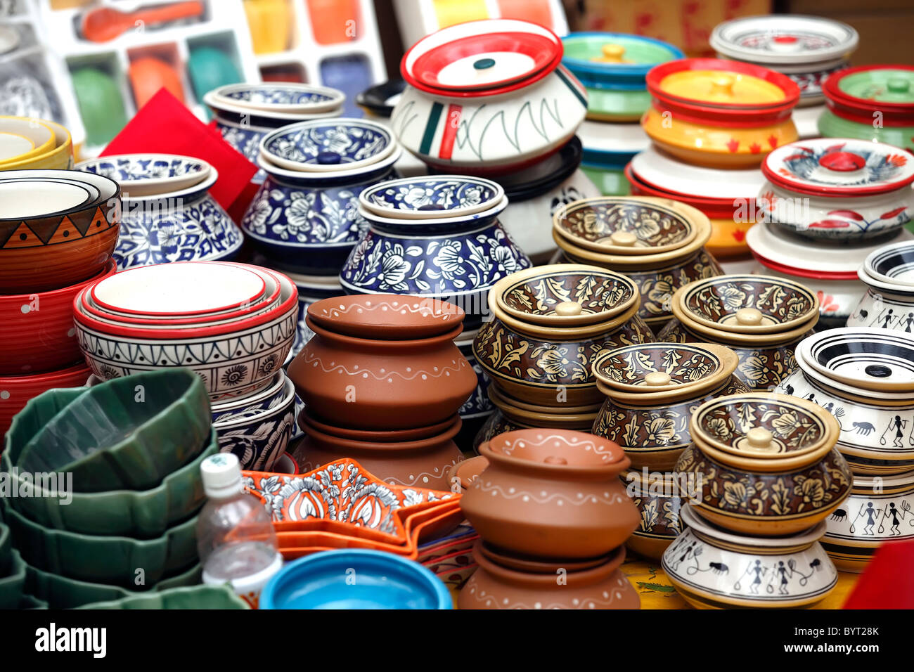 pots vessels handcraft mementos souvenir colorful Stock Photo