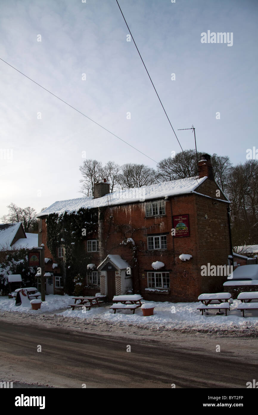 Pear Tree Inn In Winter Stock Photo - Alamy