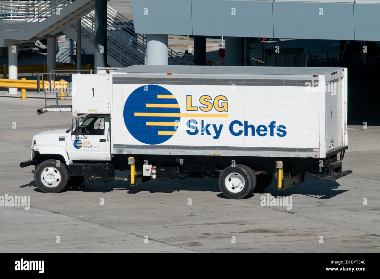 LSG Sky Chefs airline catering truck airside at McCarran International Airport, Las Vegas, Nevada, USA Stock Photo