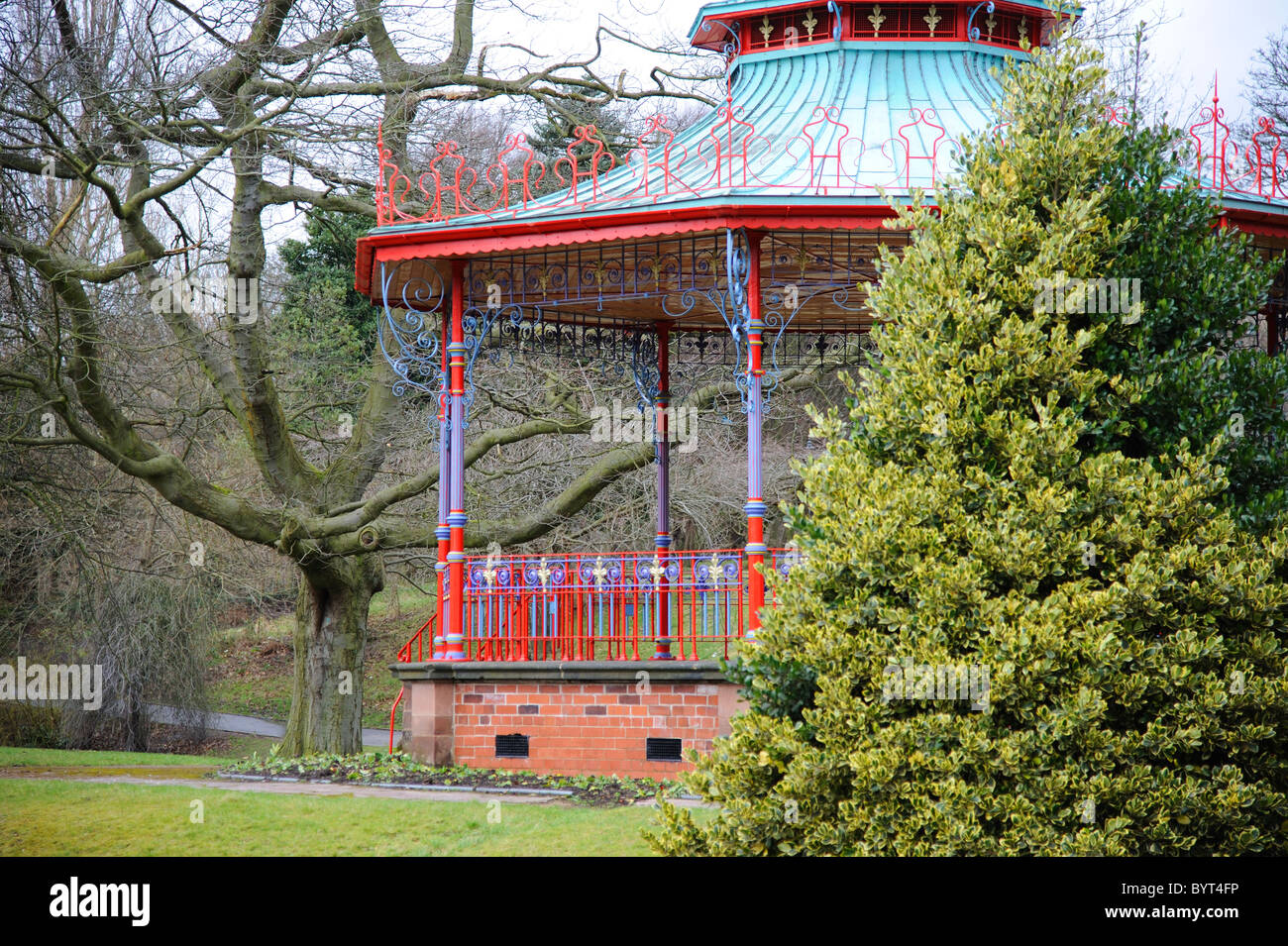 Colourful bandstand in Sefton Park, Liverpool Stock Photo