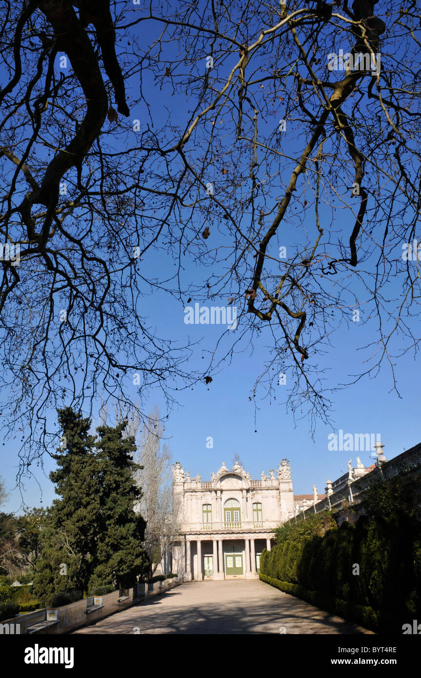 Detail of the Queluz National Palace seen from the gardens. Stock Photo