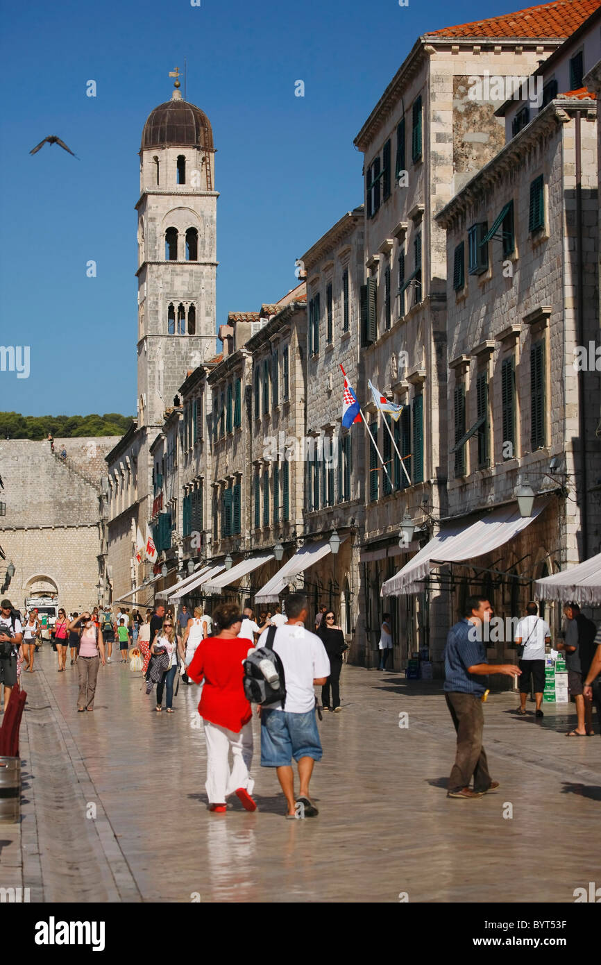 Stradun street, Dalmatian coast, Dubrovnik, historic center, Croatia Stock Photo