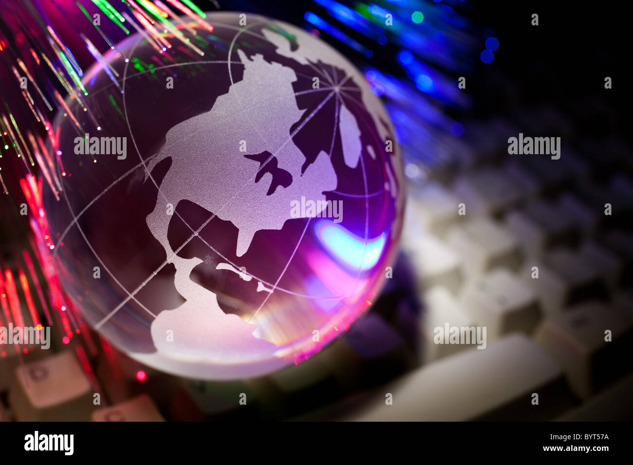 Globe and Computer Keyboard for background Stock Photo