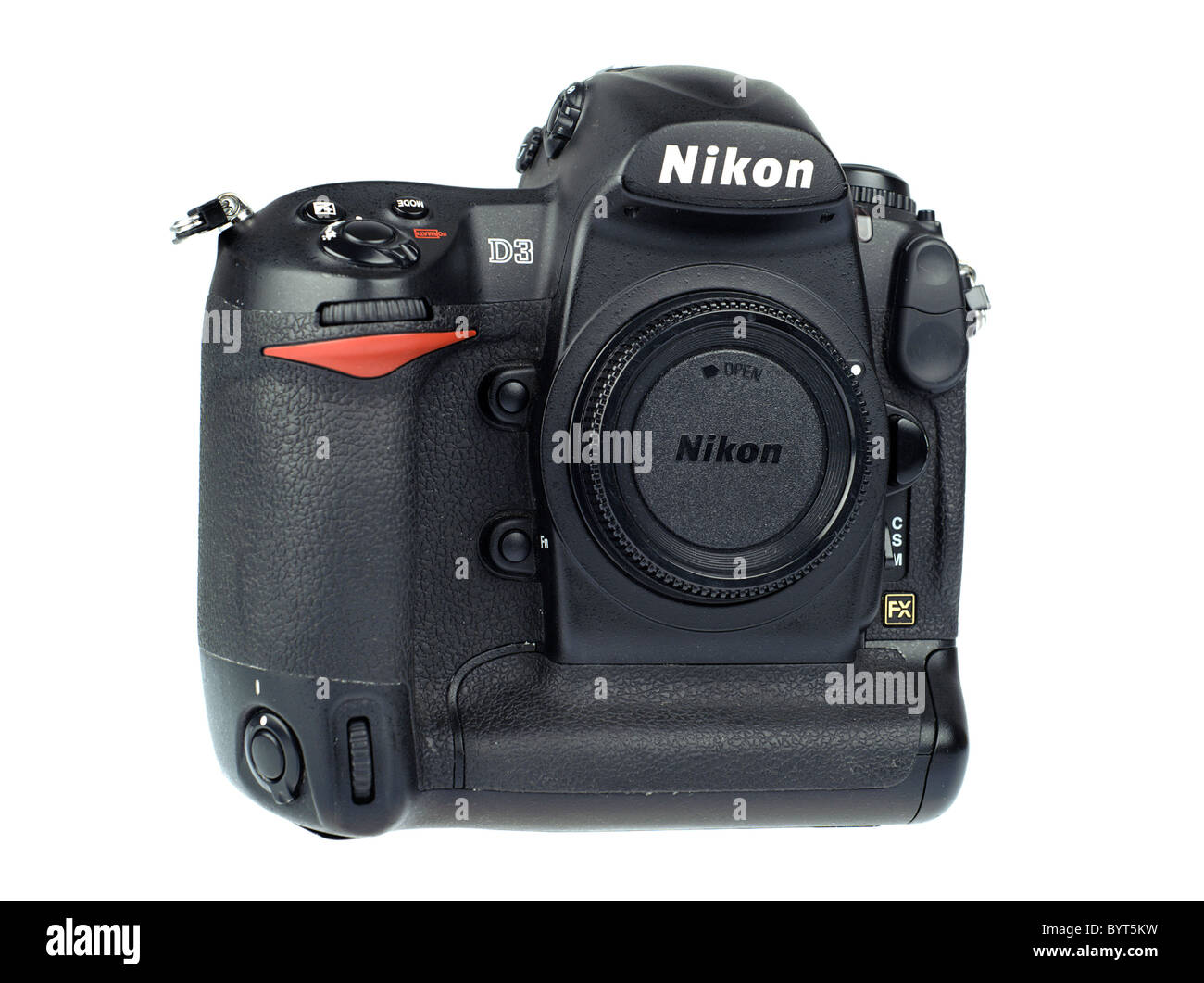 Nikon D3 digital camera body cutout on white background Stock Photo