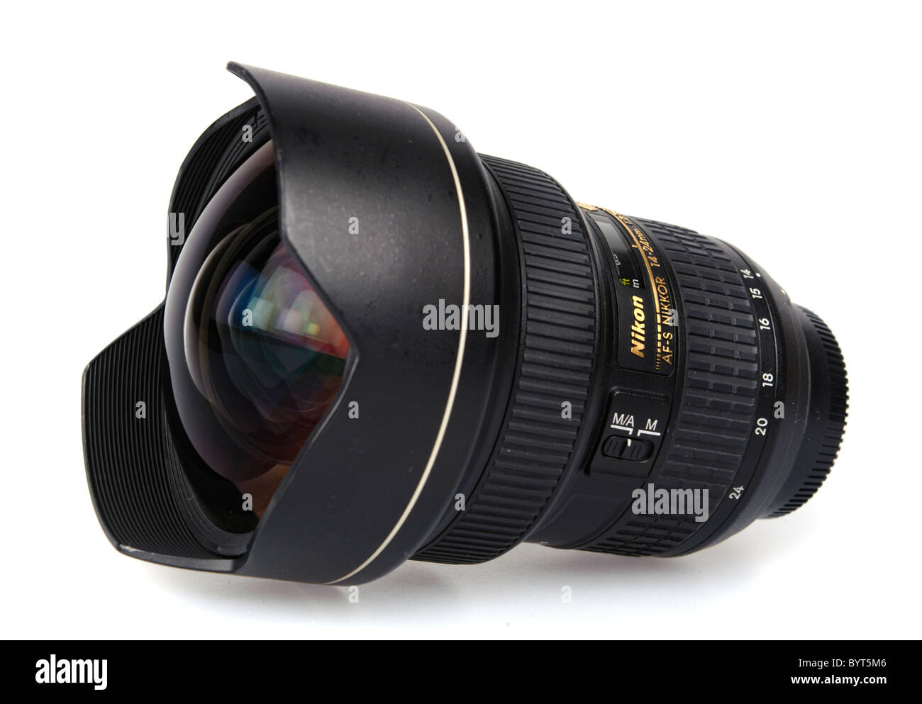 Nikkor 14-24mm f/2.8 ultra wide angle lens for Nikon cameras cutout on  white background Stock Photo - Alamy