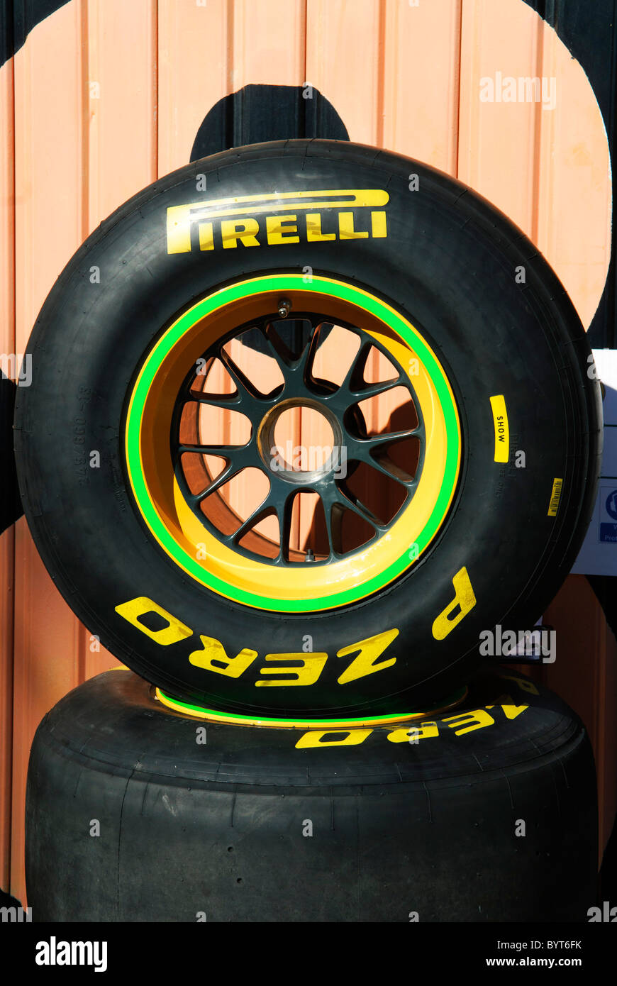 Pirelli Formula One race tiresTires Stock Photo