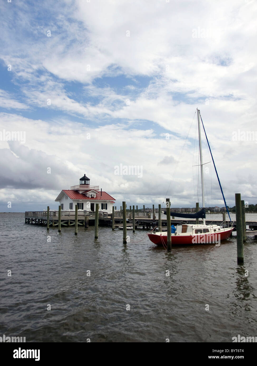 Lighthouse on Manteo on Roanoke Island in the Outer Banks of North