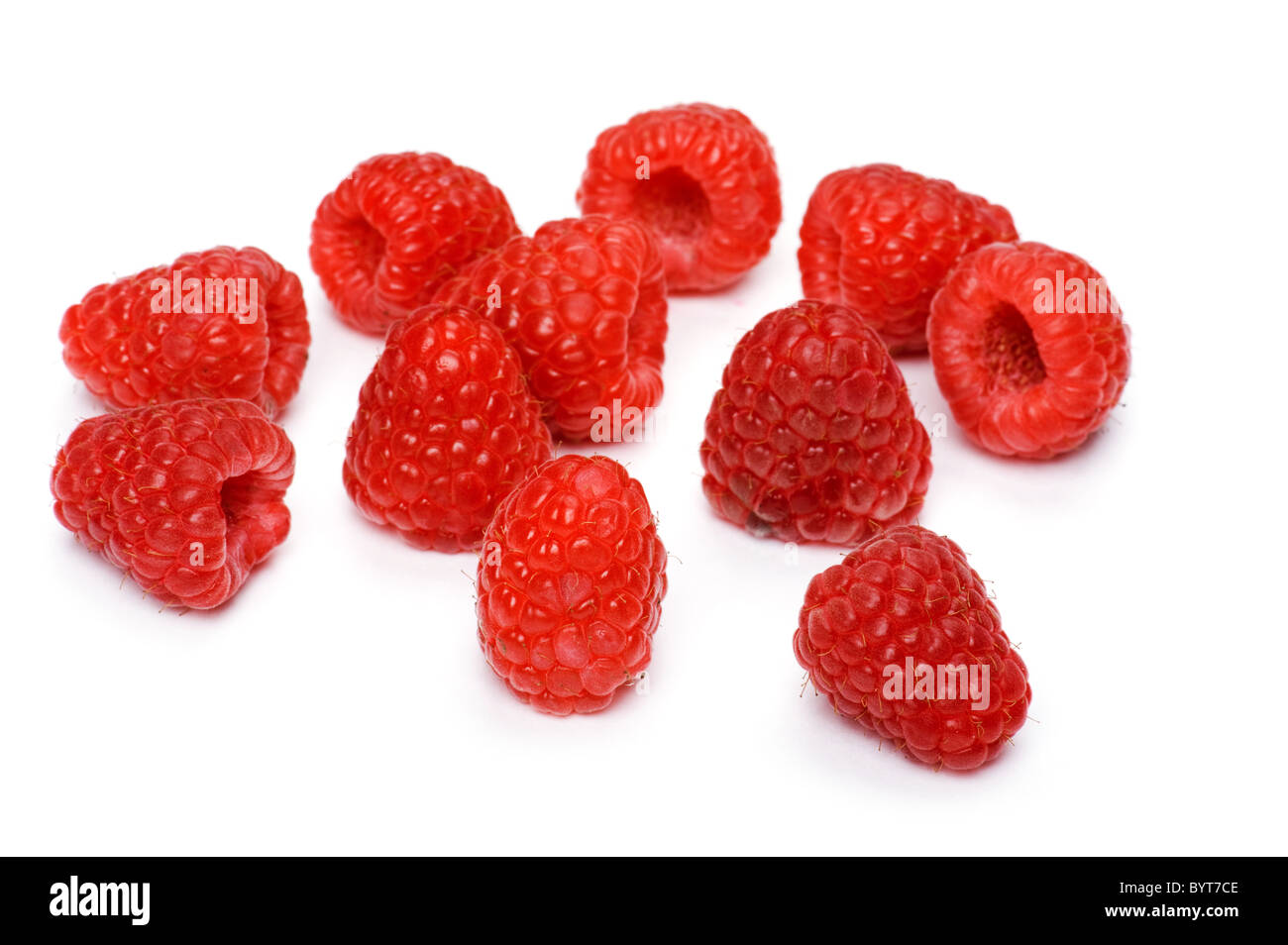 object on white - food raspberry close up Stock Photo
