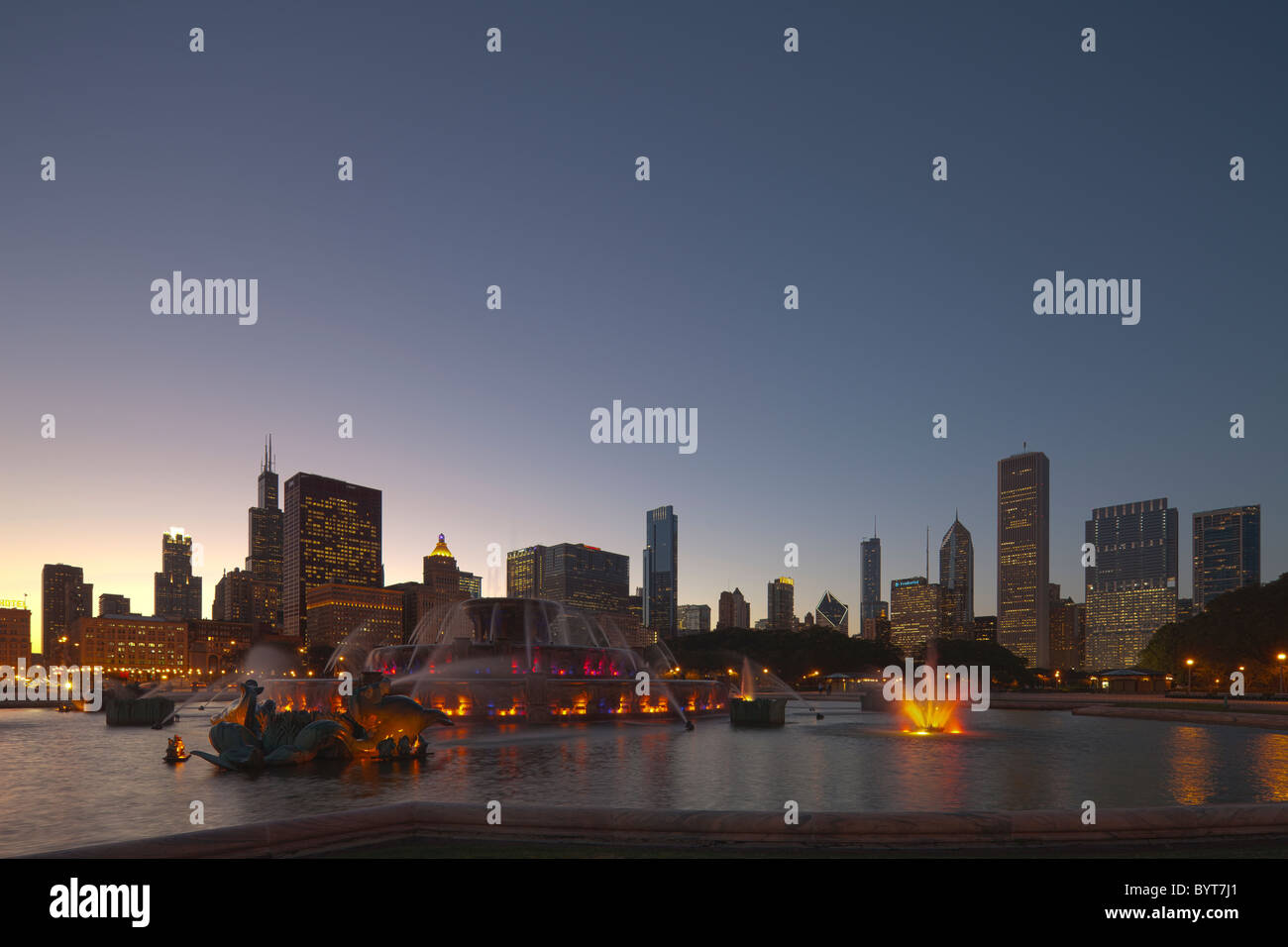 Buckingham Fountain, Grant Park,  Chicago, Illinois, USA Stock Photo