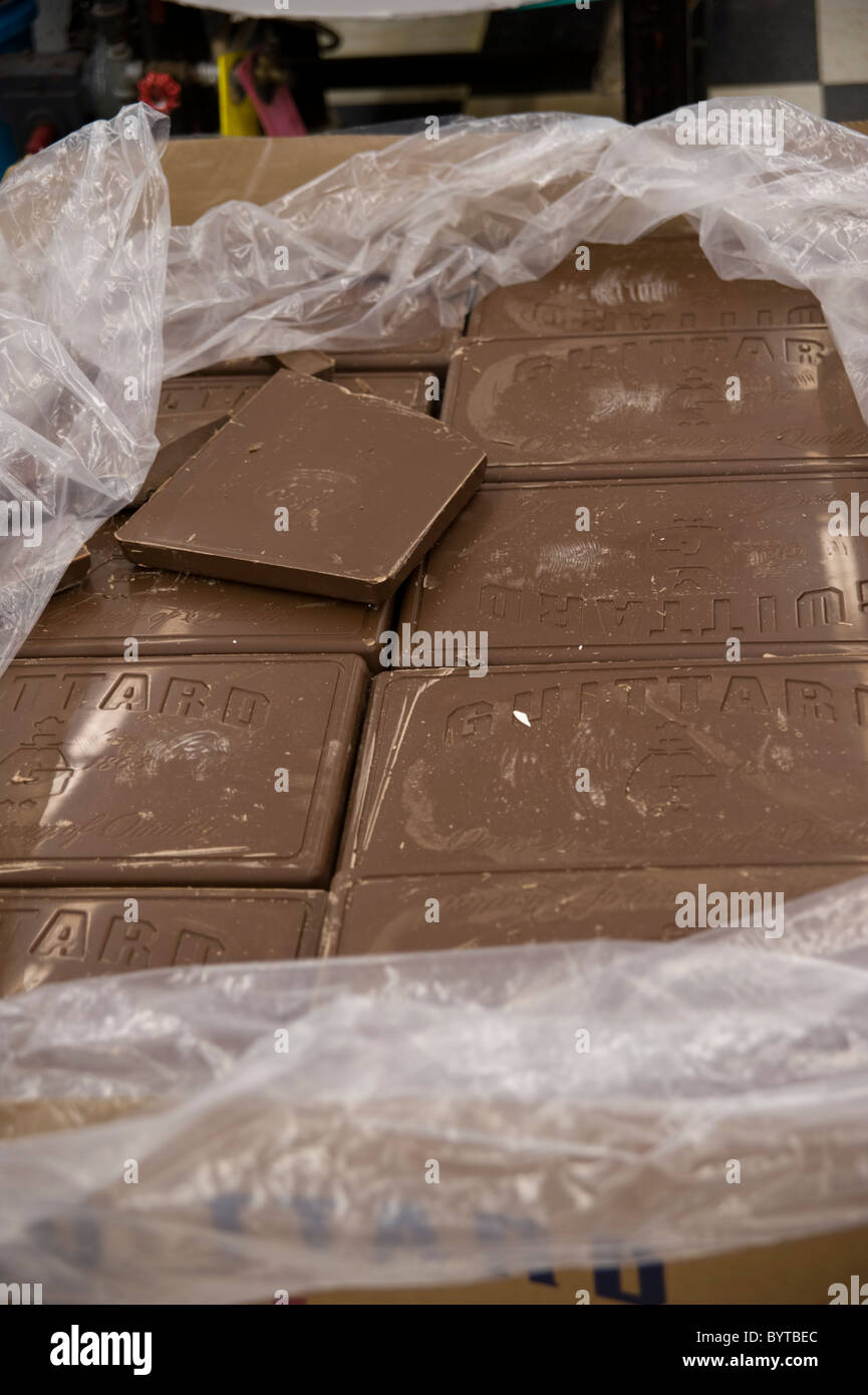 Huge chocolate bars used to make candy in Cerreta's at the Glendale