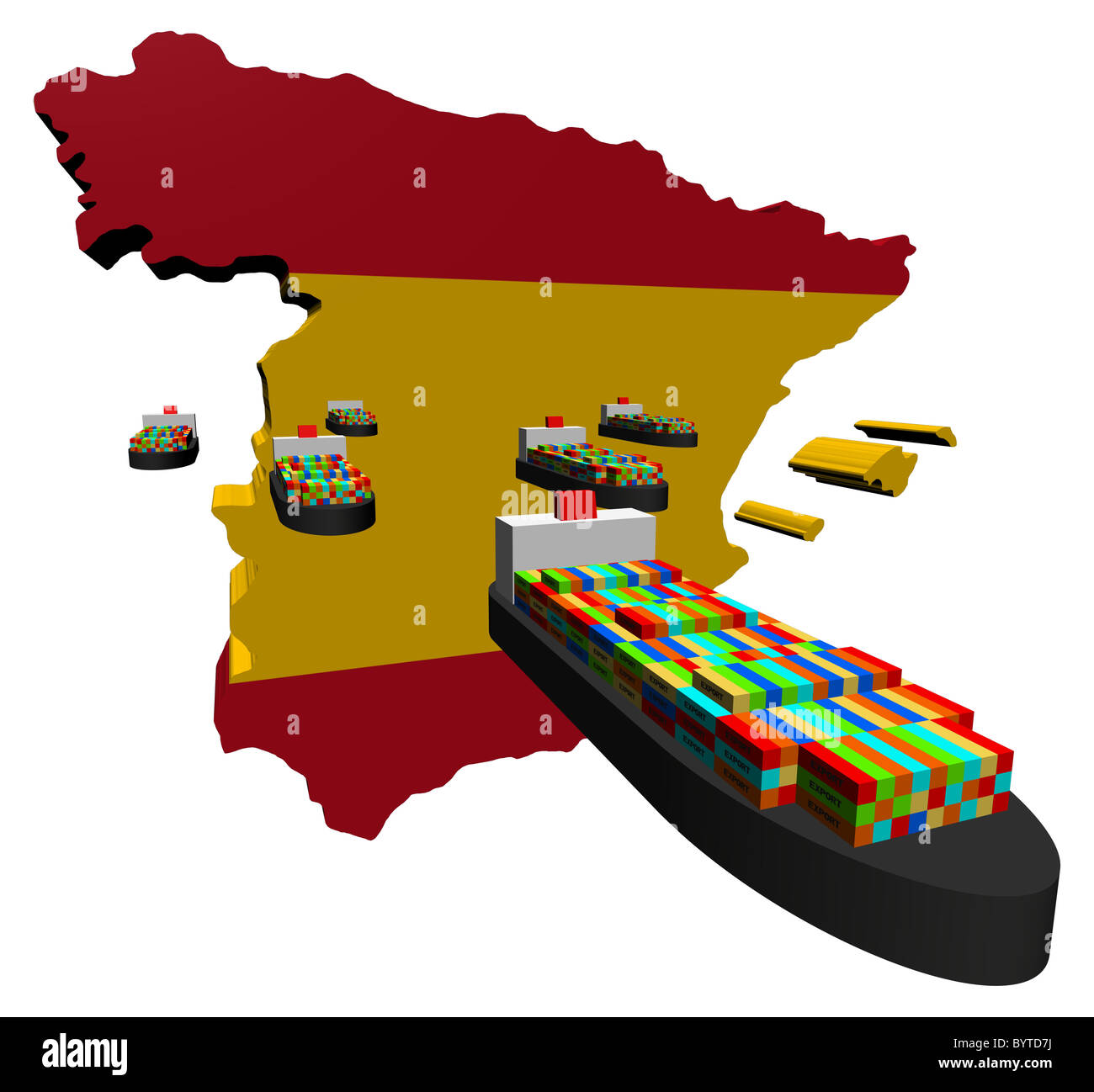 Spanish Container Ship Spain map flag with container ships illustration Stock Photo - Alamy
