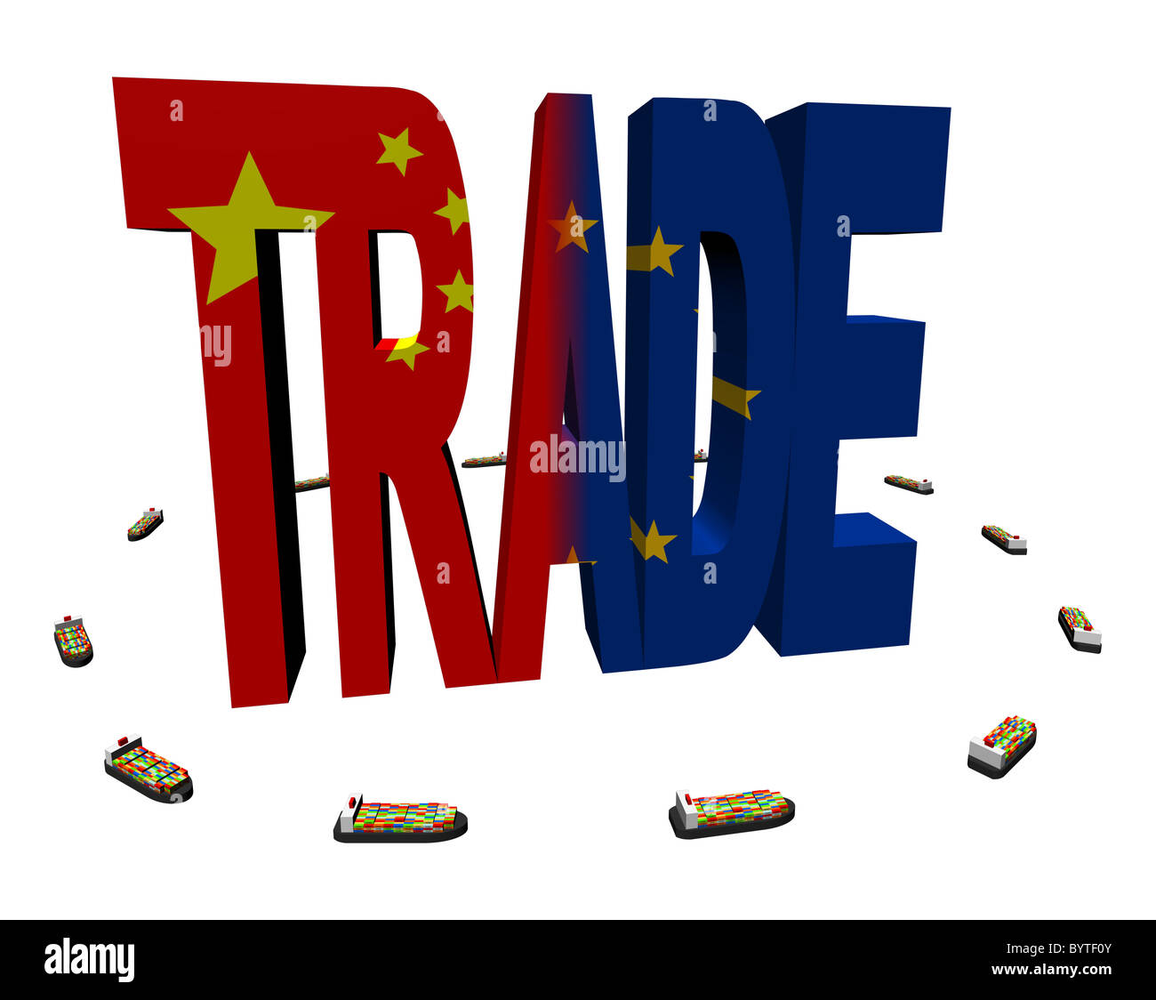 Chinese European trade with container ships illustration Stock Photo ...
