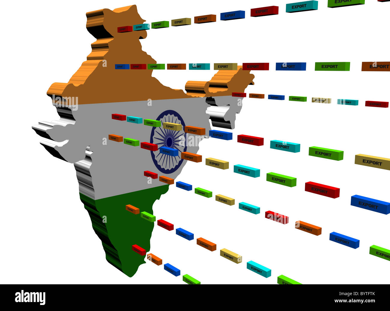 India map with lines of export containers illustration Stock Photo - Alamy