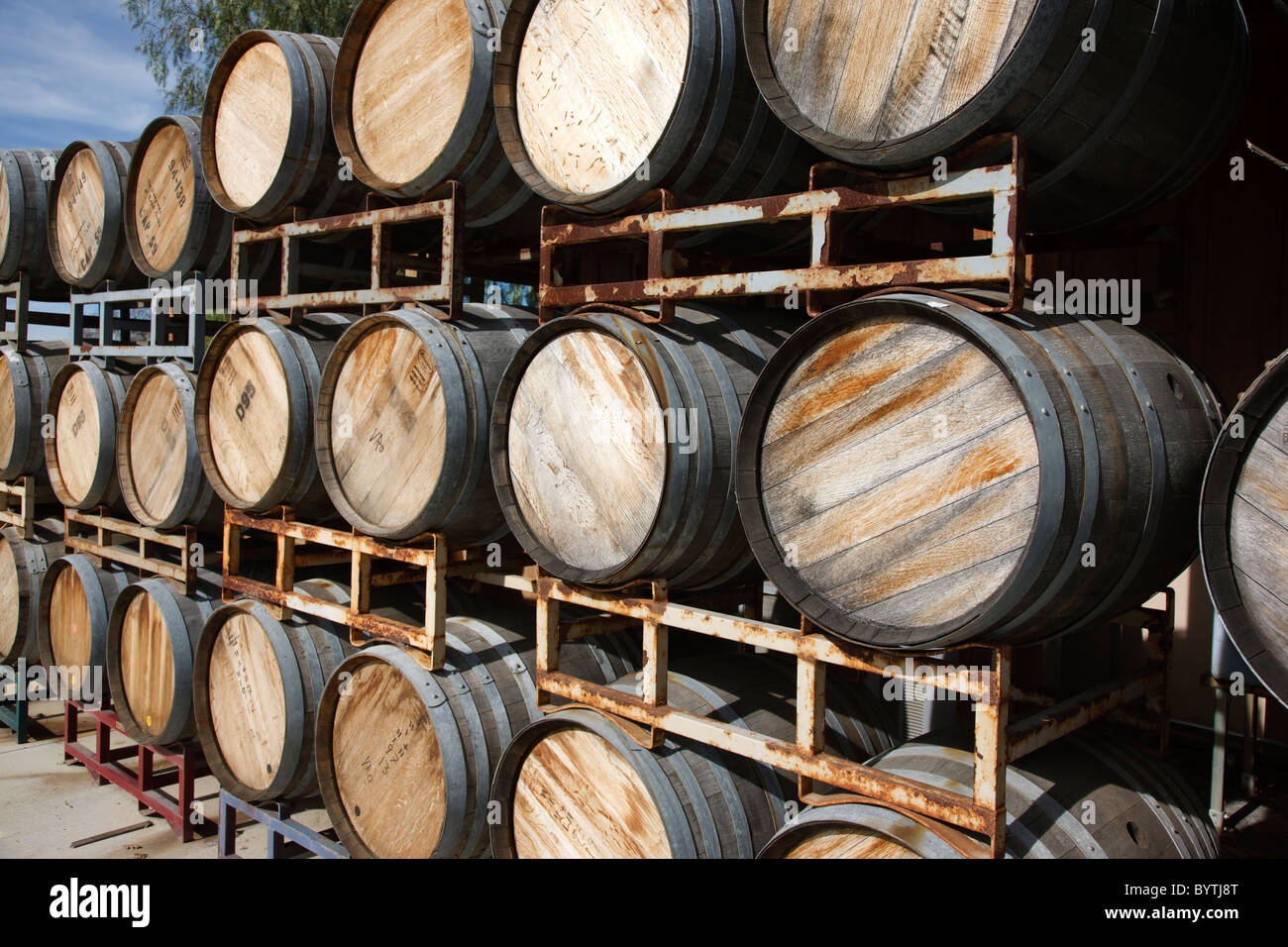 Oak Wine Barrels Stock Photo