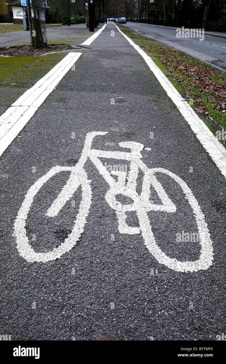 Cycle lane logo on road Stock Photo Alamy