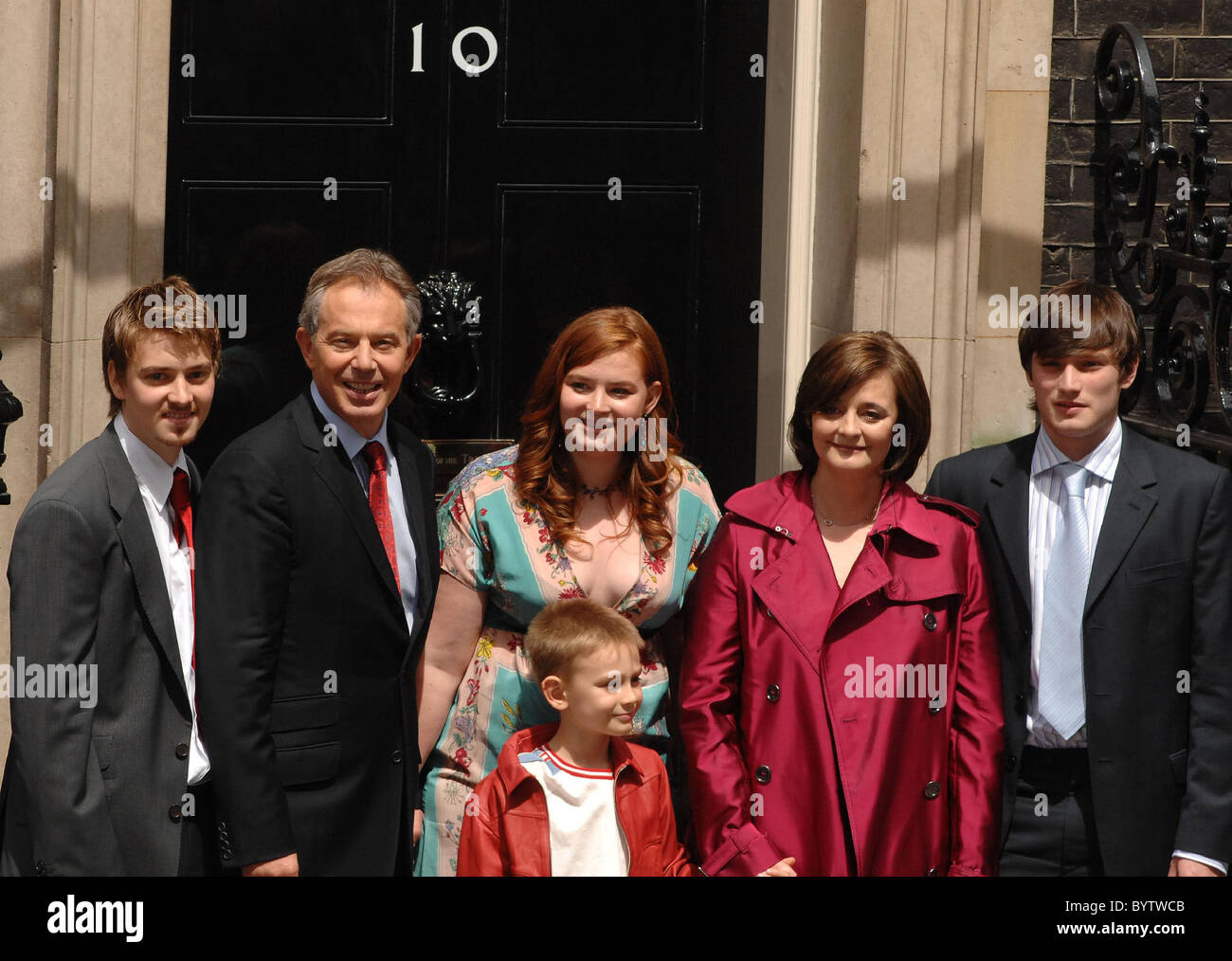 PM Tony Blair and family before heading to Buckingham palace from 10