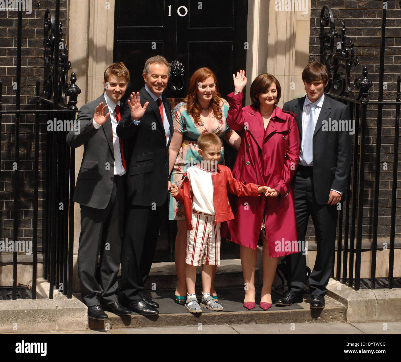PM Tony Blair and family before heading to Buckingham palace from 10