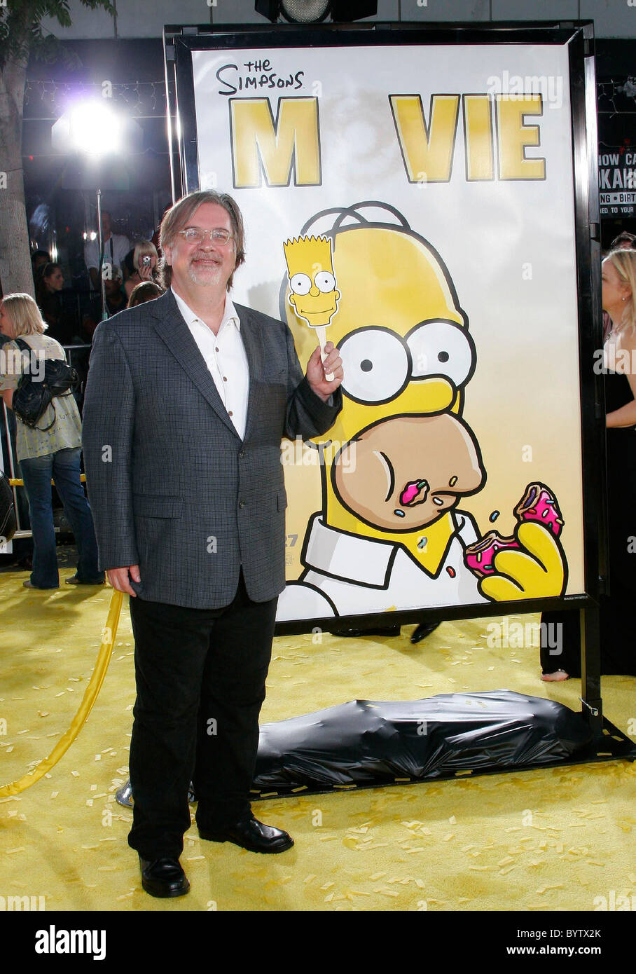 Creator of The Simpsons Matt Groening 'The Simpsons Movie' premiere at the Mann Village Theater - Arrivals Westwood, Stock Photo