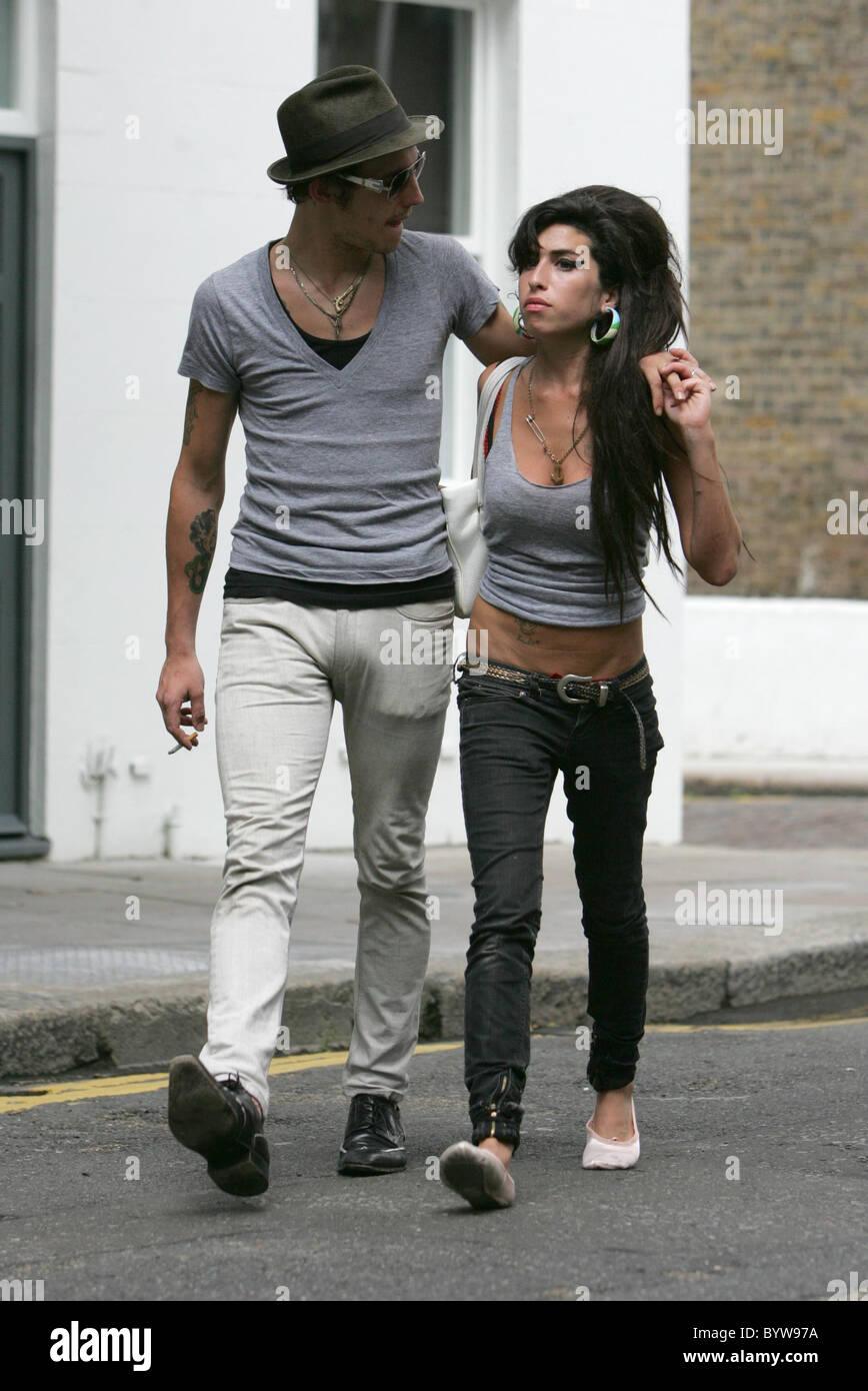 Amy Winehouse and husband Blake Fielder-Civil leave home to go for lunch together. Amy has been nominated for the prestigious Stock Photo