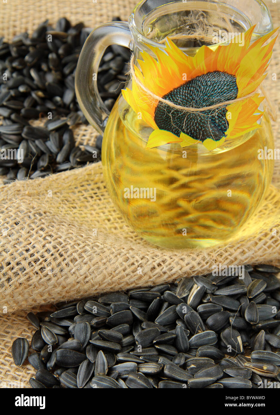 vegetable oil from sunflower seeds in a jar Stock Photo Alamy