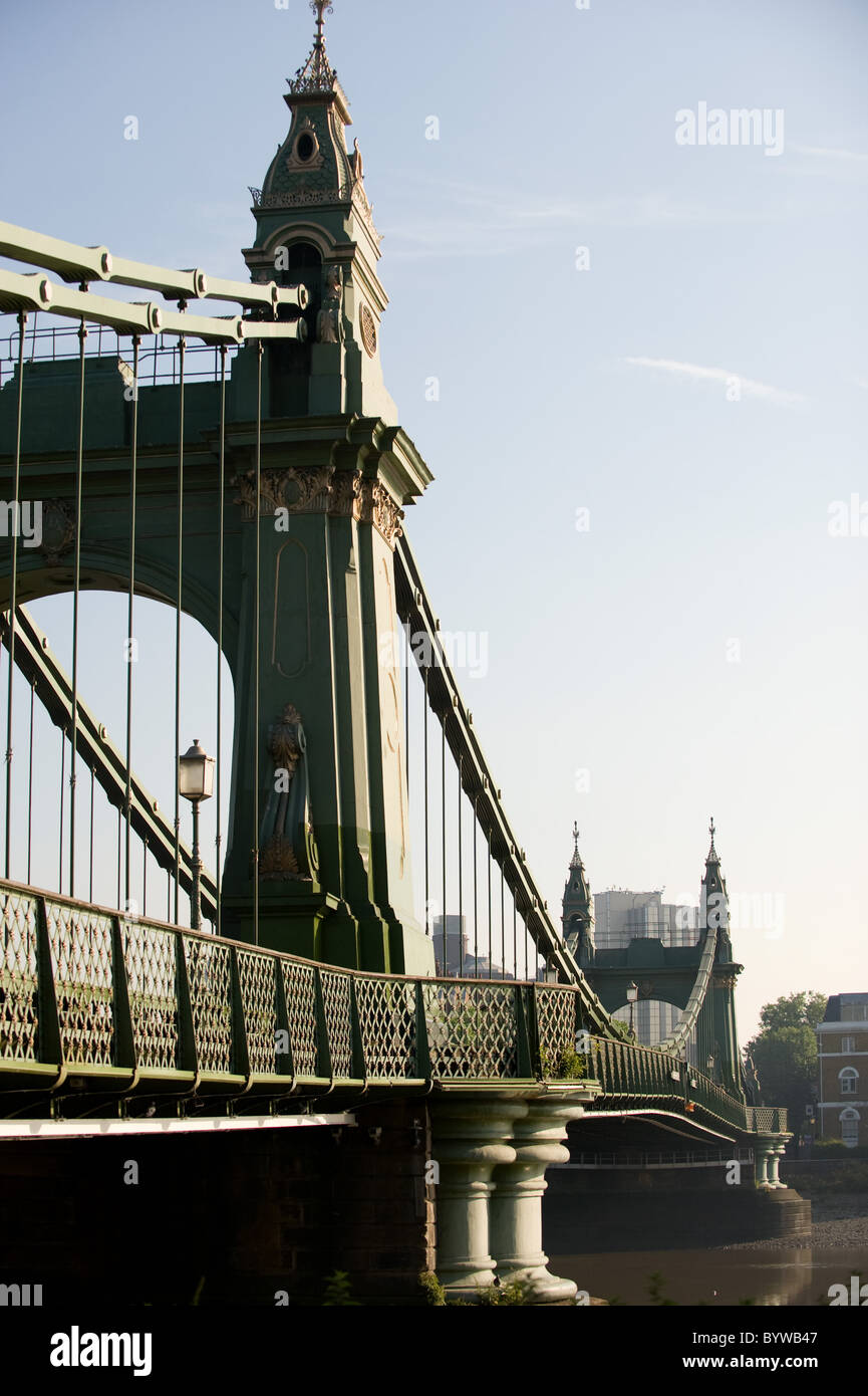 Hammersmith Bridge spanning the Thames river in London W6, June 2010