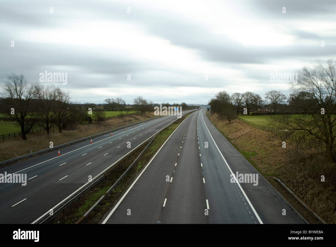 Empty M6 motorway at junction 17 in Cheshire UK Stock Photo