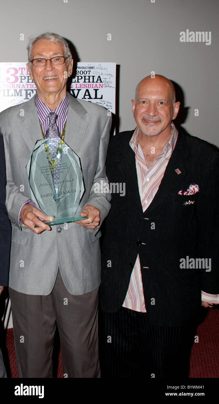 Farley Granger and Thom Cardwell, Director of Development of PIGLFF Hollywood actor Farley Granger (who starred in Alfred Stock Photo
