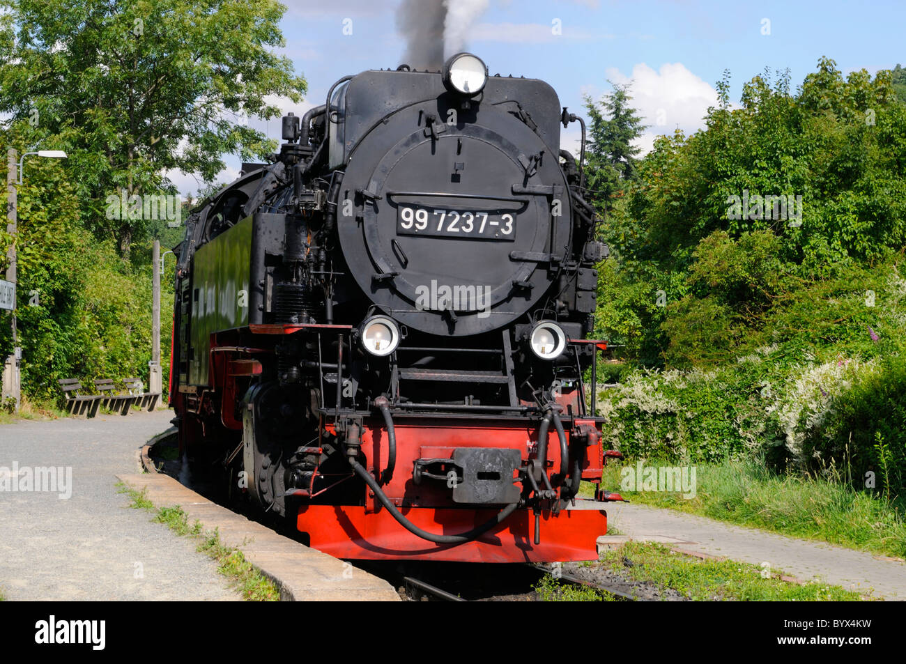 Dampflokomotive in Wernigerode, Sachsen-Anhalt, Deutschland. - Steam locomotive in Wernigerode, Saxony-Anhalt, Germany. Stock Photo