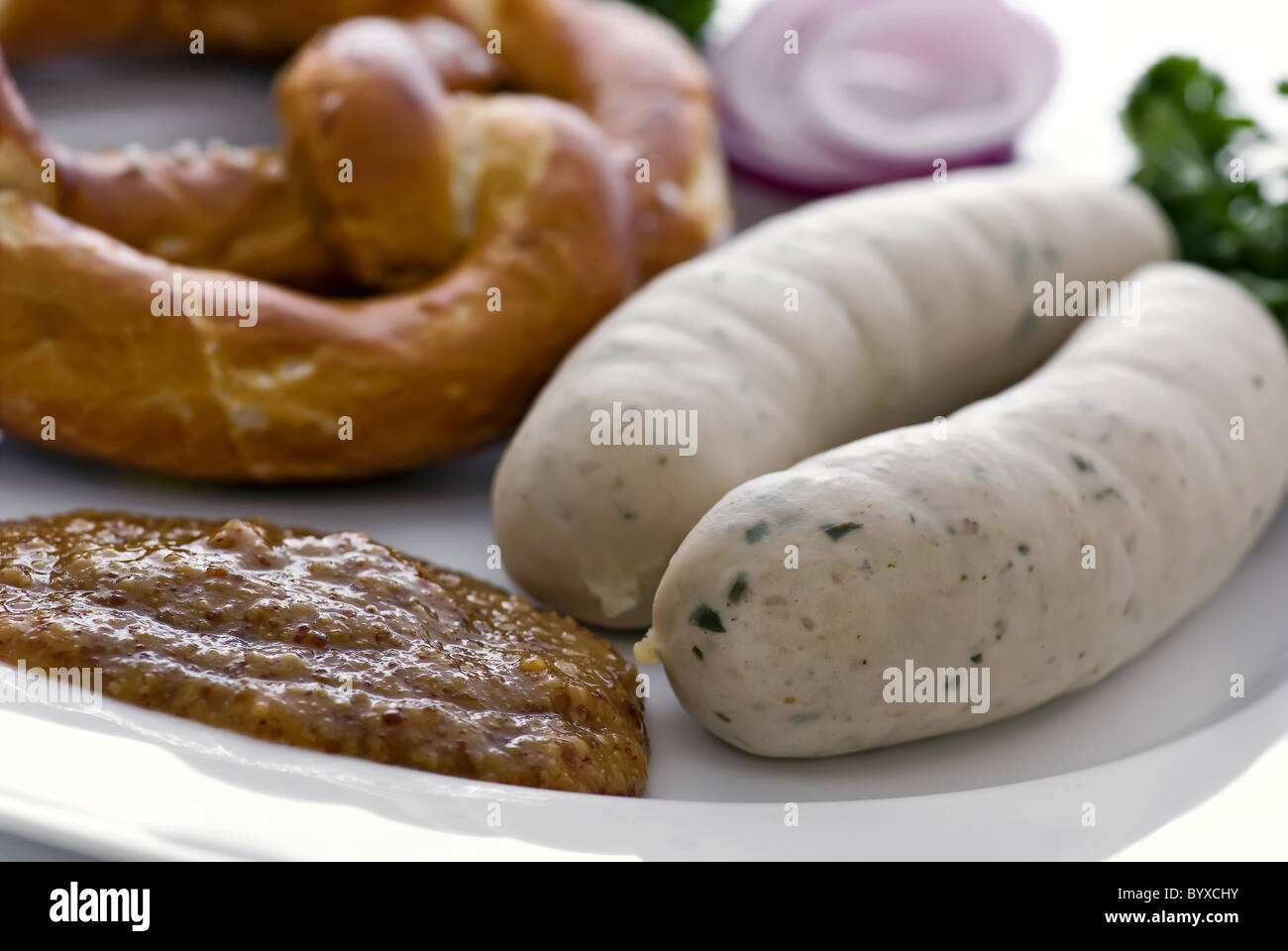 White sausage breakfast Stock Photo