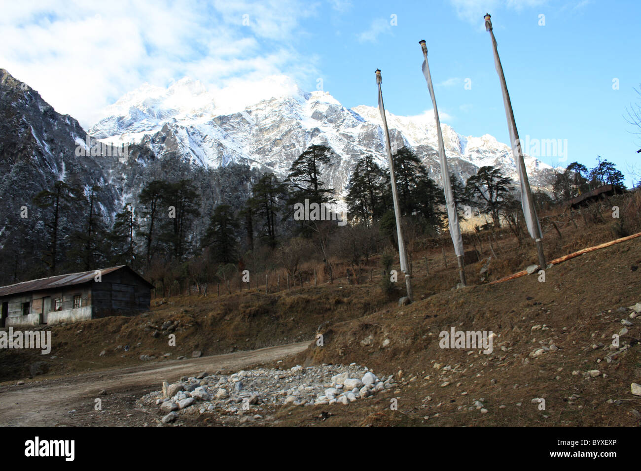 Hills & the sky of Himalayan foothills of Lachen, Gurdungma, North 
