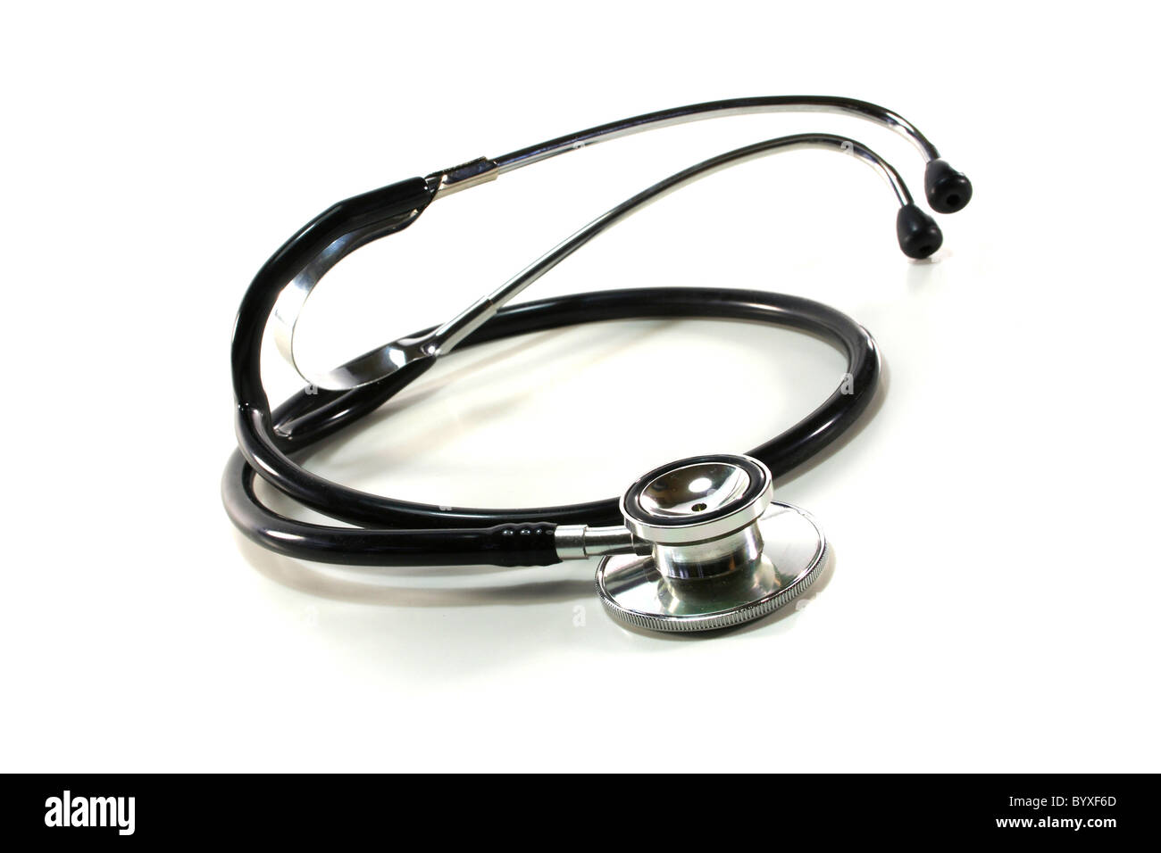 silver and black stethoscope on white background Stock Photo - Alamy