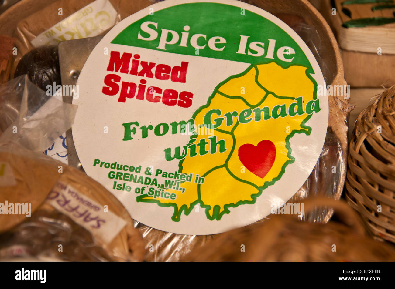 Grenada shopping souvenir of mixed spices at St Georges market Stock Photo
