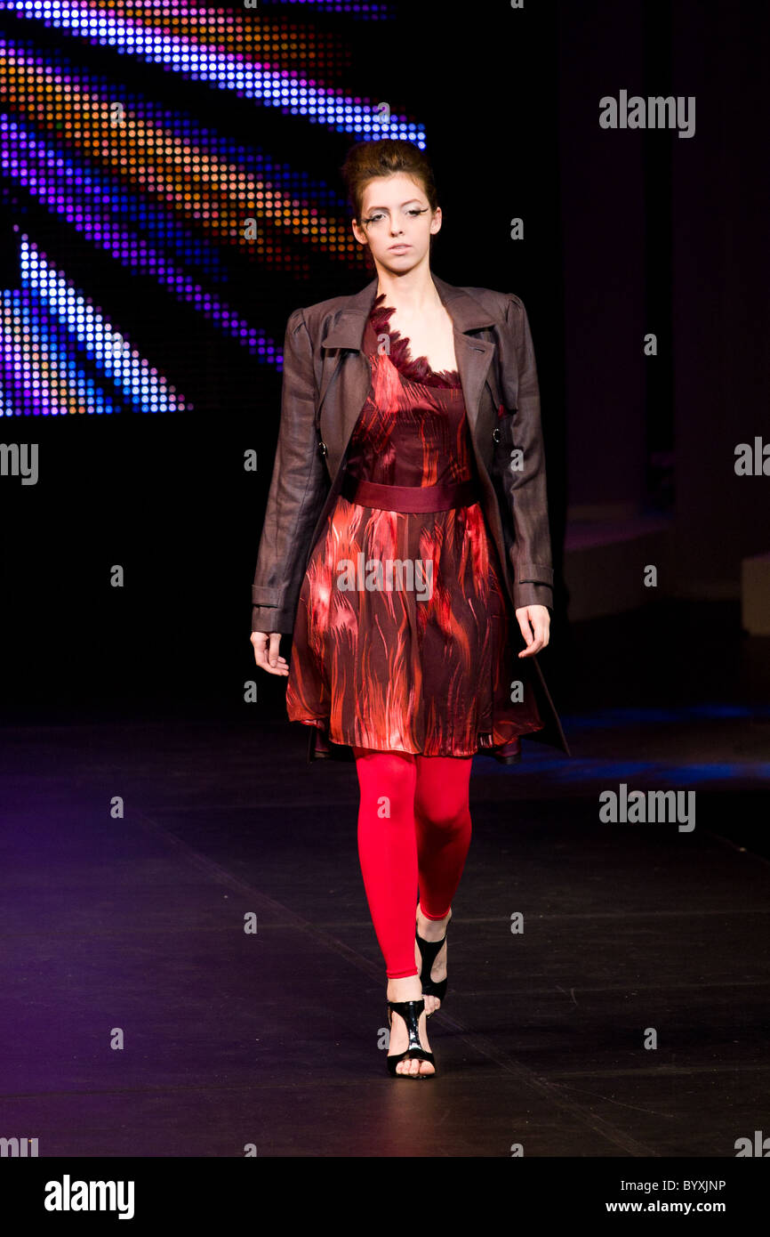 red legging young girl walking Stock Photo