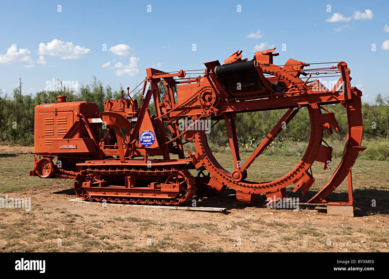 Trenching machine for laying pipeline Permian Basin Petroleum Museum exhibit Midland Texas USA Stock Photo