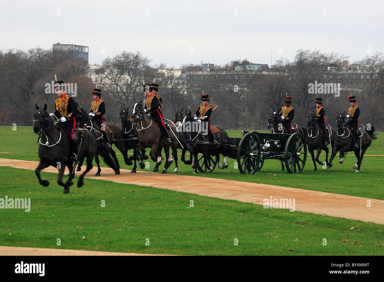 Kings Troop gallop Hyde park 41 Gun Salute parade Stock Photo Alamy