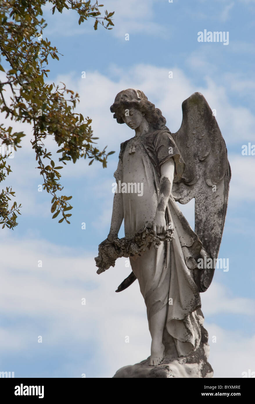 Angel statuary in Metairie Cemetery.  New Orleans, LA. Stock Photo