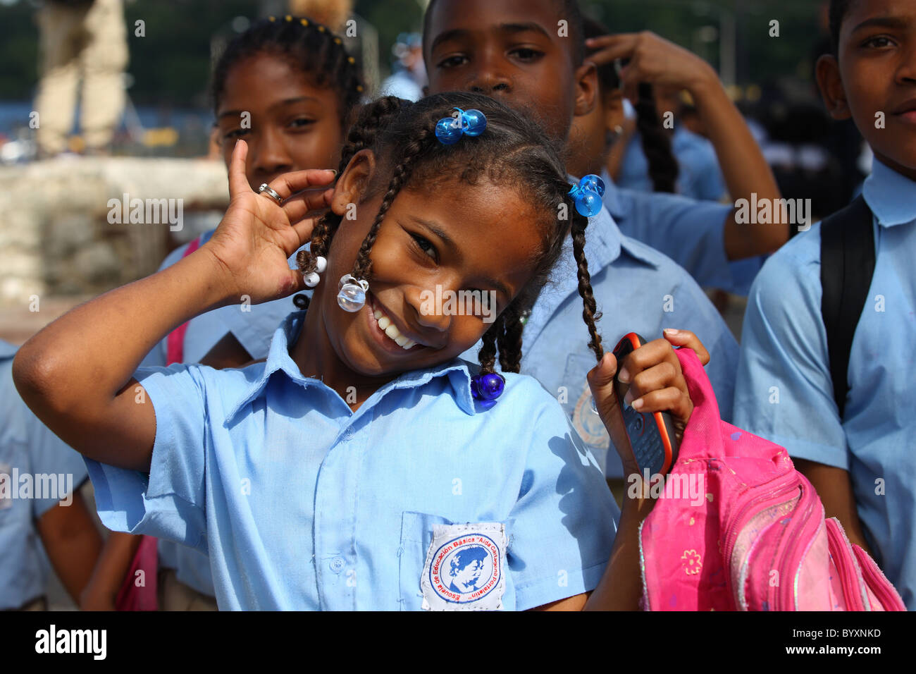 Dominican Republic, Santo Domingo, children in school uniform, Caribbean Stock Photo Alamy