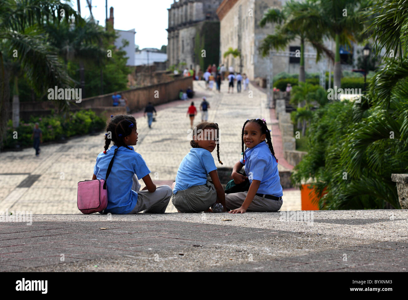Dominican Republic, Santo Domingo, children in school uniform, Caribbean Stock Photo Alamy