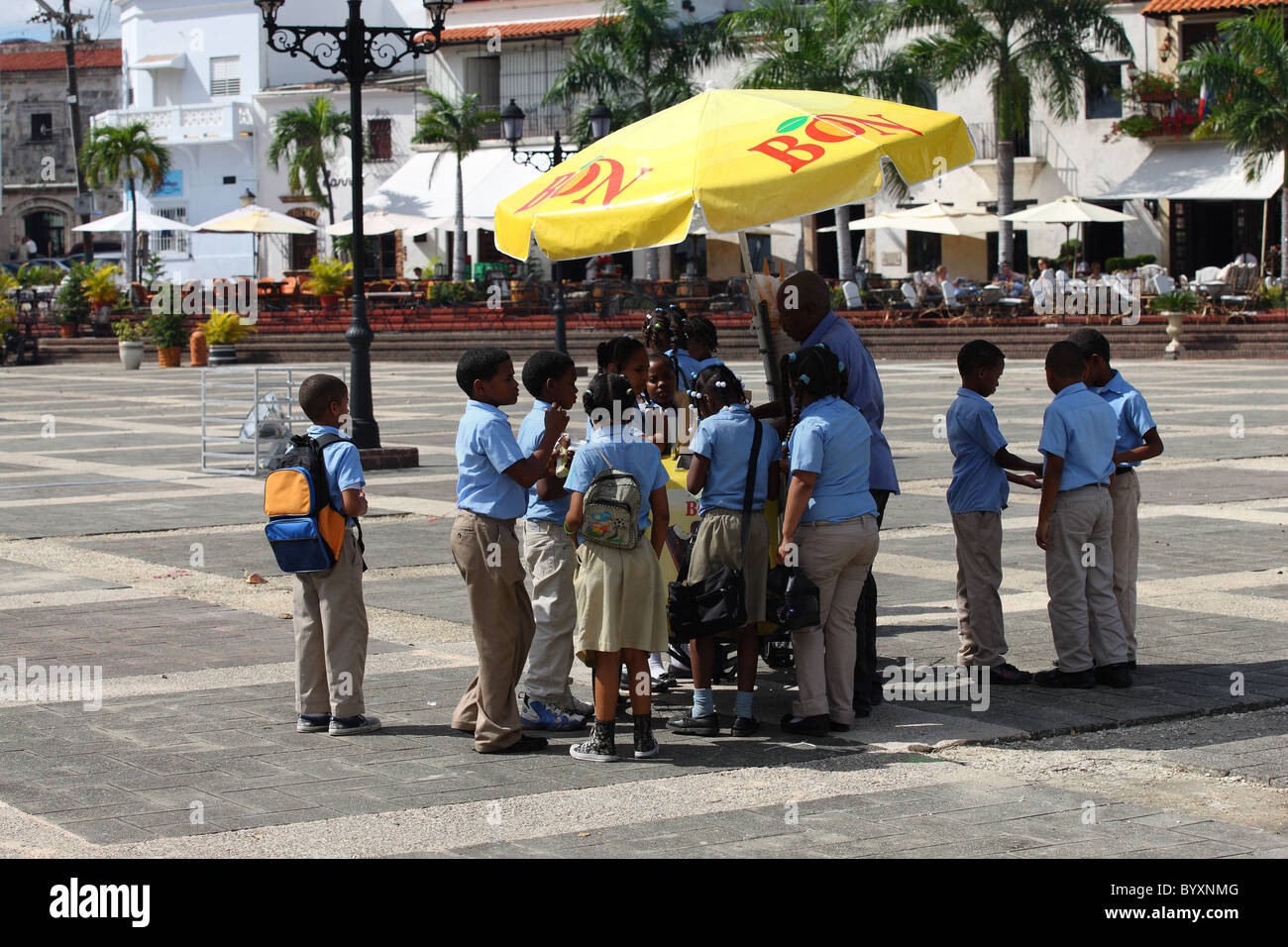 Dominican Republic, Santo Domingo, children in school uniform, Caribbean Stock Photo Alamy